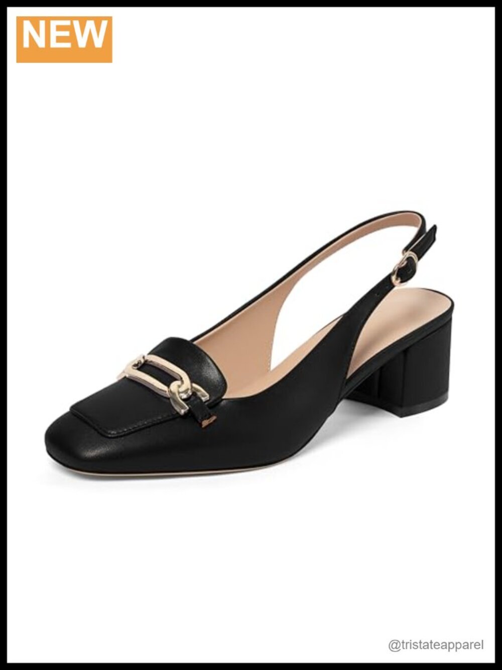 Women Square Toe Slingback Low Block Heel Slip On Pumps Dress Shoes